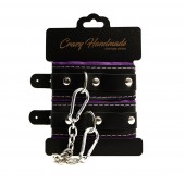 Черно-фиолетовые скругленные наручники с мягкой подкладкой - Crazy Handmade - купить с доставкой в Коврове