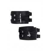 Черные кожаные оковы с двумя перекрёстными ремешками - Pecado - купить с доставкой в Коврове