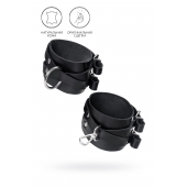 Черные кожаные оковы с двумя перекрёстными ремешками - Pecado - купить с доставкой в Коврове