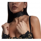 Черный ажурный чокер с золотистой фурнитурой - Crazy Handmade - купить с доставкой в Коврове