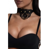 Черный чокер с клепками и золотистой фурнитурой - Crazy Handmade - купить с доставкой в Коврове