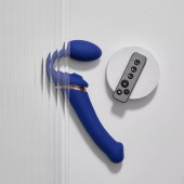 Синий безремневой страпон Multi Orgasm Bendable Strap-On size XL с клиторальной стимуляцией - Strap-on-me - купить с доставкой в Коврове