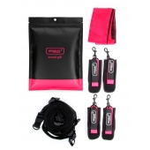 Черно-розовый эротический набор: фиксатор, оковы, наручники, повязка - Erokay - купить с доставкой в Коврове