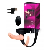 Женский страпон с 2 насадками, вибрацией и пультом ДУ - Erowoman-Eroman - купить с доставкой в Коврове