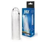 Прозрачная закрытая насадка на пенис с ребрышками - 16 см. - Sex Expert - в Коврове купить с доставкой