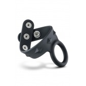 Черное эрекционное кольцо с подхватом мошонки на кнопках VS6 - Blush Novelties - в Коврове купить с доставкой