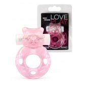 Розовое эрекционное виброкольцо в форме мишки - 1137 - в Коврове купить с доставкой