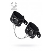 Черные оковы из толстой кожи с люверсами - Pecado - купить с доставкой в Коврове