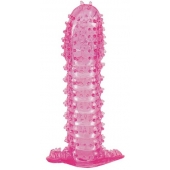 Гелевая розовая насадка с шипами - 12 см. - Toyfa Basic - в Коврове купить с доставкой