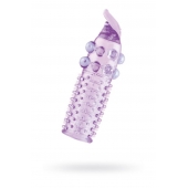 Гелевая фиолетовая насадка с шариками, шипами и усиком - 11 см. - Toyfa Basic - в Коврове купить с доставкой