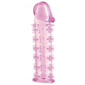 Гелевая розовая насадка на фаллос с шипами - 12 см. - Toyfa Basic - в Коврове купить с доставкой