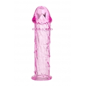 Гладкая розовая насадка с усиками под головкой - 12,5 см. - Toyfa Basic - в Коврове купить с доставкой