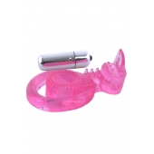 Розовая вибронасадка со стимулятор клитора   Язычок - Toyfa Basic - в Коврове купить с доставкой