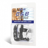 Утяжка на пенис на замочке Duo Cock And Ball Lock - BlueLine - купить с доставкой в Коврове