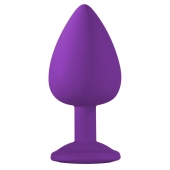 Большая фиолетовая анальная пробка Emotions Cutie Large с голубым кристаллом - 10 см. - Lola Games - купить с доставкой в Коврове