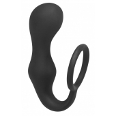 Чёрное эрекционное кольцо с анальной пробкой Double Pleasure Anal Plug - Lola Games - в Коврове купить с доставкой