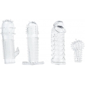Набор из 4 насадок на член Pleasured Penis Enhancement Sleeve 4 Pack - XR Brands - в Коврове купить с доставкой