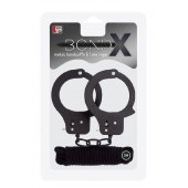 Чёрные наручники из листового металла в комплекте с веревкой BONDX METAL CUFFS LOVE ROPE SET - Dream Toys - купить с доставкой в Коврове