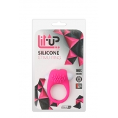 Розовое эрекционное кольцо с щеточкой LIT-UP SILICONE STIMU RING 5 - Dream Toys - в Коврове купить с доставкой