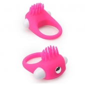 Розовое эрекционное кольцо с щеточкой LIT-UP SILICONE STIMU RING 5 - Dream Toys - в Коврове купить с доставкой