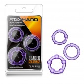 Набор из 3 фиолетовых эрекционных колец Stay Hard Beaded Cockrings - Blush Novelties - в Коврове купить с доставкой