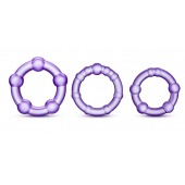 Набор из 3 фиолетовых эрекционных колец Stay Hard Beaded Cockrings - Blush Novelties - в Коврове купить с доставкой