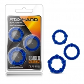 Набор из 3 синих эрекционных колец Stay Hard Beaded Cockrings - Blush Novelties - в Коврове купить с доставкой