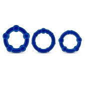 Набор из 3 синих эрекционных колец Stay Hard Beaded Cockrings - Blush Novelties - в Коврове купить с доставкой