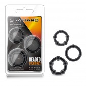 Набор из 3 чёрных эрекционных колец Stay Hard Beaded Cockrings - Blush Novelties - в Коврове купить с доставкой