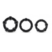 Набор из 3 чёрных эрекционных колец Stay Hard Beaded Cockrings - Blush Novelties - в Коврове купить с доставкой
