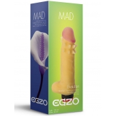 Телесный вибратор Mad Spike с мошонкой, присоской и усиками вокруг головки - 17,5 см. - EGZO