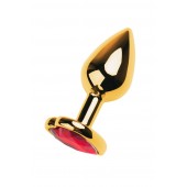 Золотистая анальная пробка с кристаллом-сердцем - 7,5 см. - ToyFa - купить с доставкой в Коврове