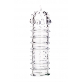 Прозрачная насадка на пенис TOYFA A-Toys с ребрами и точками - 15,3 см. - A-toys - в Коврове купить с доставкой