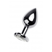 Серебристая анальная пробка с прозрачным кристаллом-сердцем - 8 см. - ToyFa - купить с доставкой в Коврове