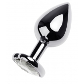 Серебристая анальная пробка с прозрачным кристаллом-сердцем - 8 см. - ToyFa - купить с доставкой в Коврове