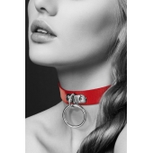Красный узенький чокер с кольцом - Bijoux Pour Toi - купить с доставкой в Коврове