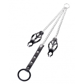 Черно-серебристые зажимы для сосков с кольцом для пениса TOYFA Metal - ToyFa - купить с доставкой в Коврове