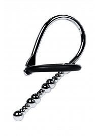 Серебристый уретральный плаг-бусины TOYFA Metal с мягким фиксириющим кольцом - ToyFa - купить с доставкой в Коврове