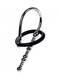 Серебристый уретральный плаг-бусины TOYFA Metal с мягким фиксириющим кольцом - ToyFa - купить с доставкой в Коврове