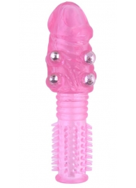 Стимулирующая розовая насадка с шишечками и шипами - 13,5 см. - Toyfa Basic - в Коврове купить с доставкой