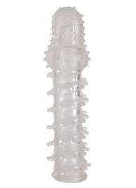 Прозрачная, закрытая насадка с шипами и точками - 13,5 см. - Toyfa Basic - в Коврове купить с доставкой