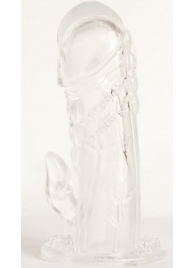 Прозрачная гелевая насадка с клиторальным отростком - 13 см. - Toyfa Basic - в Коврове купить с доставкой