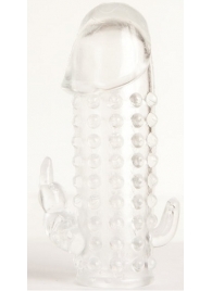 Гелевая прозрачная насадка с 2 отростками - 13 см. - Toyfa Basic - в Коврове купить с доставкой