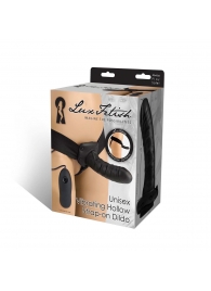 Чёрный полый страпон с вибрацией Unisex Vibrating Hollow Strap-On - 14 см. - Lux Fetish - купить с доставкой в Коврове