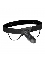 Чёрный полый страпон с вибрацией Unisex Vibrating Hollow Strap-On - 14 см. - Lux Fetish - купить с доставкой в Коврове