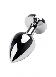 Серебристая коническая анальная пробка с красным кристаллом - 8 см. - ToyFa - купить с доставкой в Коврове