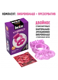 Розовое эрекционное виброкольцо Luxe VIBRO  Бархатный молот  + презерватив - Luxe - в Коврове купить с доставкой
