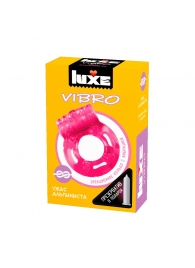 Розовое эрекционное виброкольцо Luxe VIBRO  Ужас Альпиниста  + презерватив - Luxe - в Коврове купить с доставкой