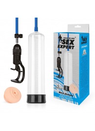 Прозрачная вакуумная помпа Sex Expert с насадкой-вагиной - Sex Expert - в Коврове купить с доставкой