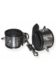 Серебристо-черные наручники с шипами и металлическим блеском - Sitabella - купить с доставкой в Коврове